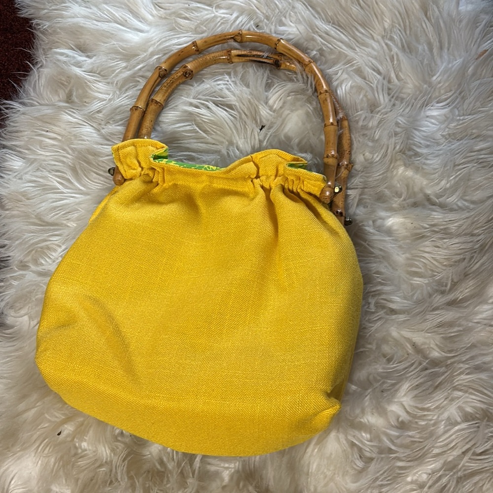 True Vintage 70’s Pulitzer De Lanthe Printed Purse Bamboo 60’s Bermuda Bag Tote - Picture 15 of 17